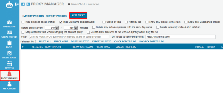 How to Configure Proxy Settings on Jarvee