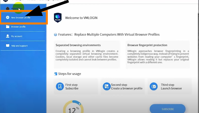 New browser profile
