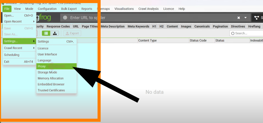 click on File > Settings > Proxy
