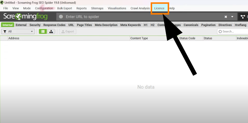 select Licence and Enter Licence
