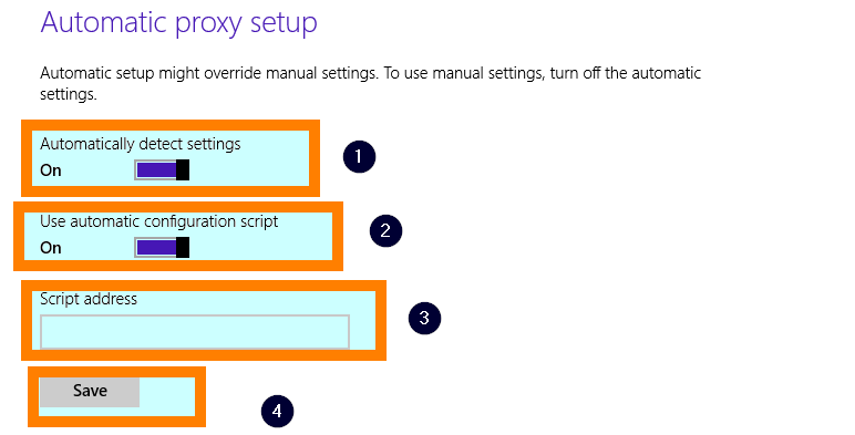 Automatic proxy setup or Manual proxy setup