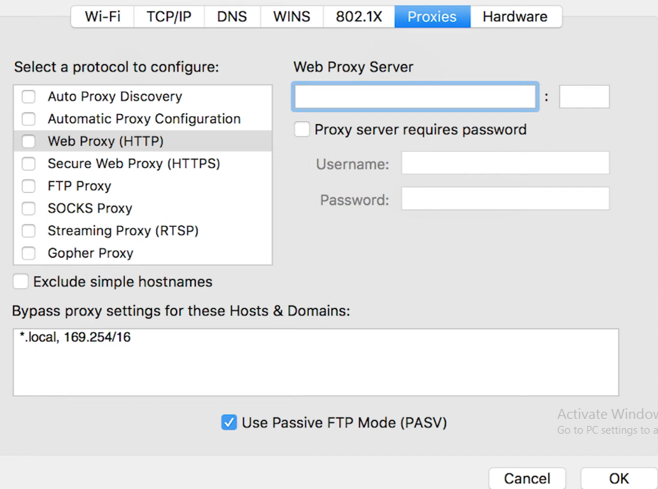 Enter your proxy Username and password