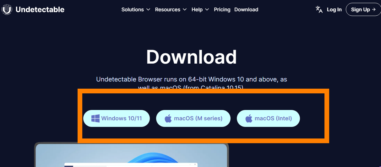 select your operating system 