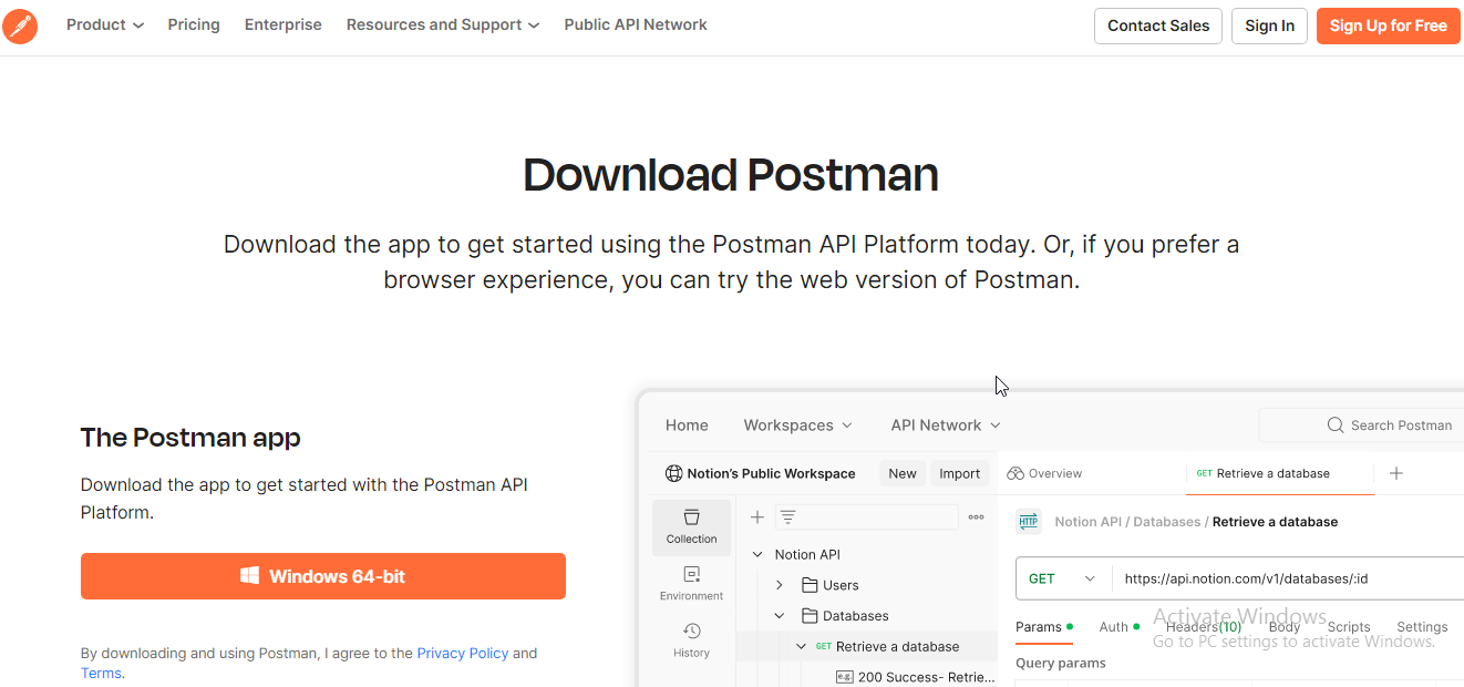 Visit the official Postman website
