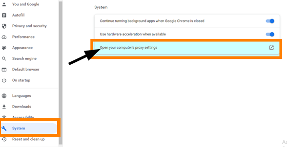 Click on System and Performance