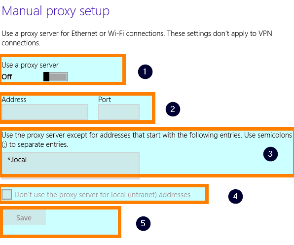 second option- Manual proxy setup